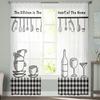 Kitchen Utensils Plaid Tulle Curtains For Living Room Chiffon Voile Sheer Window Curtain For Bedroom