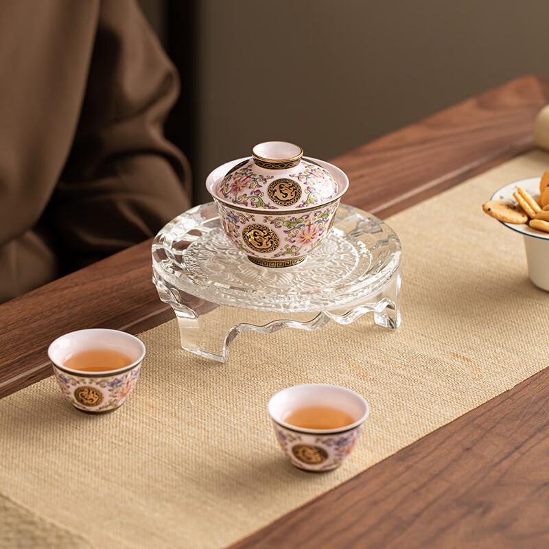 Su's Ceramic Pink Enamel Palace Style Gaiwan Gift Set