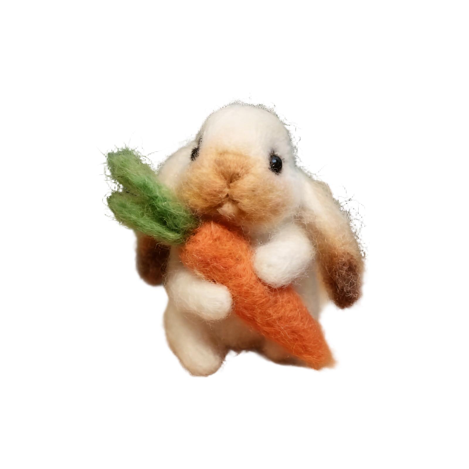 

Felted Wool Carrot With Bunny - Handmade Adorable Decor, Sweet Spring & Easter For Shelf, Nursery, Or Gift One Size помаранчевий