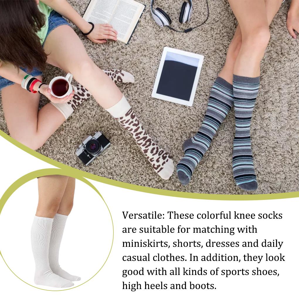 1 Pair Striped Valentine's Day Knee-high Rainbow Socks Breathability Unique Warm Non Slip Hose Stockings for Party Costume