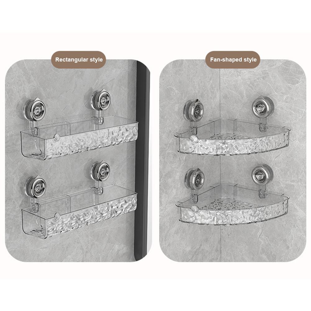 Glacier Pattern Suction Cup Shelf Multifunction Transparent Storage Holder Wall Mounted Strong Sucker Rack for Home Bathroom