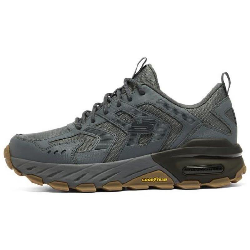 Skechers Max Protect Men Leather Round Toe Lace Up Summer Breathable Height Increasing Mid Top Casual Shoes Dark Slate Blue 237307C-SLT 39