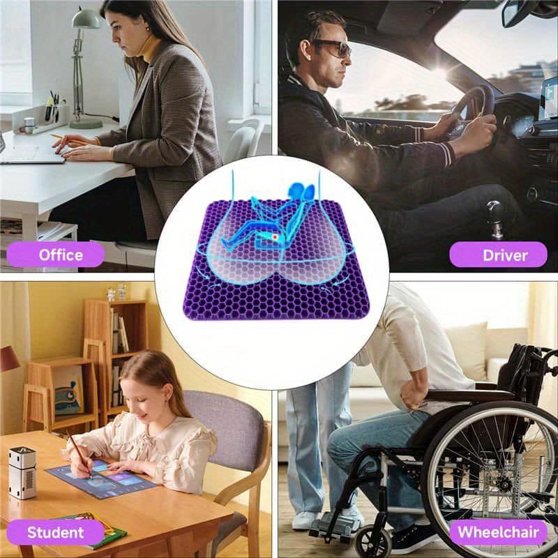 Ultra-Comfort Gel Seat Cushion Set with Breathable Honeycomb Design - Tailbone Relief, Ideal for Office, Car, Airplane Use