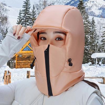 Winter Riding Hat Solid Color Thickened Brim Neck Wrap Windproof Warm Hat