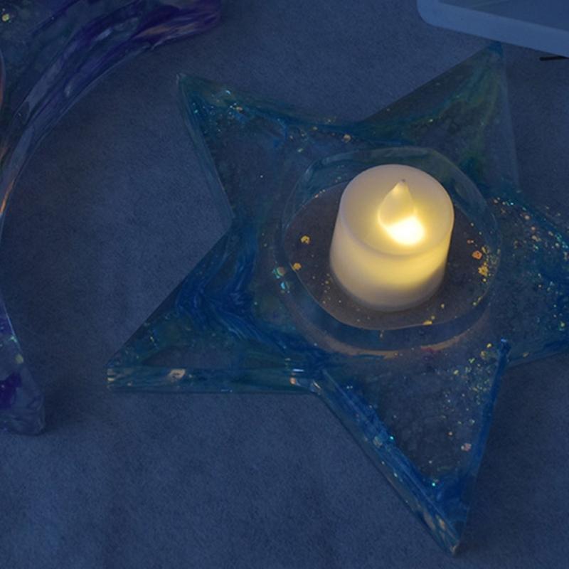 Star Round Candlestick Silicone Mold Candle Holder Tray Gypsum Resin Mold Handmade Candle Holder Mold Decoration