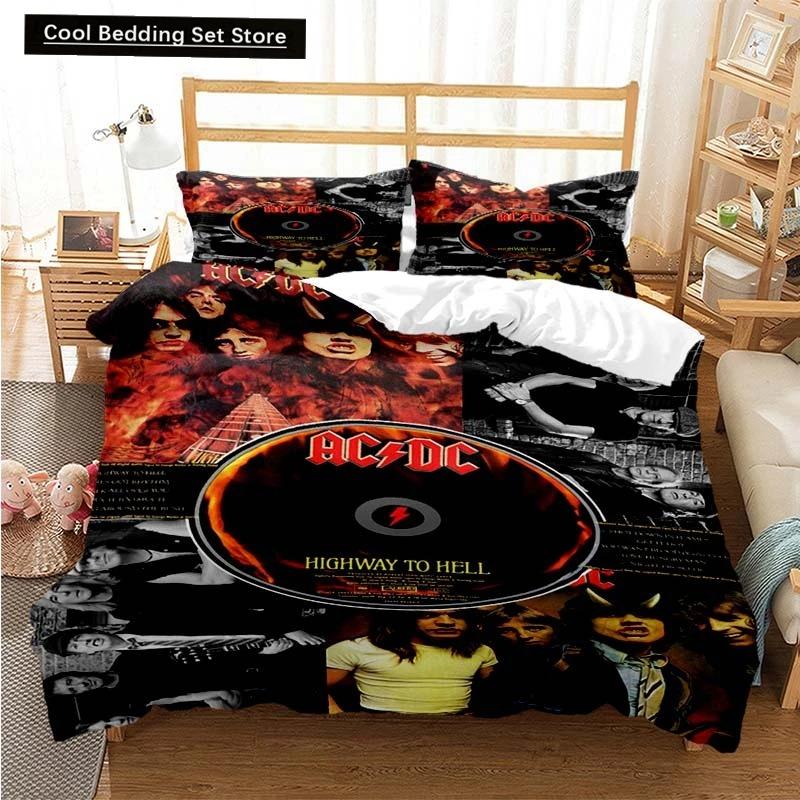 

Модный комплект постельного белья с изображением рок-группы AC_DC для мальчиков и девочек, двуспальный пододеяльник, наволочка для кровати, для детей и взрослых, модный домашний текстиль 70x133cm 2pcs