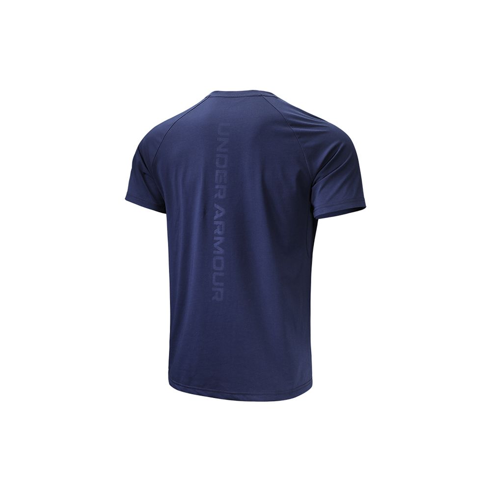 Under Armour Large Letter Logo Embossed Sports Knit Crew Neck Short Sleeve T-Shirt Men T-Shirts College-Blue 22500518-408