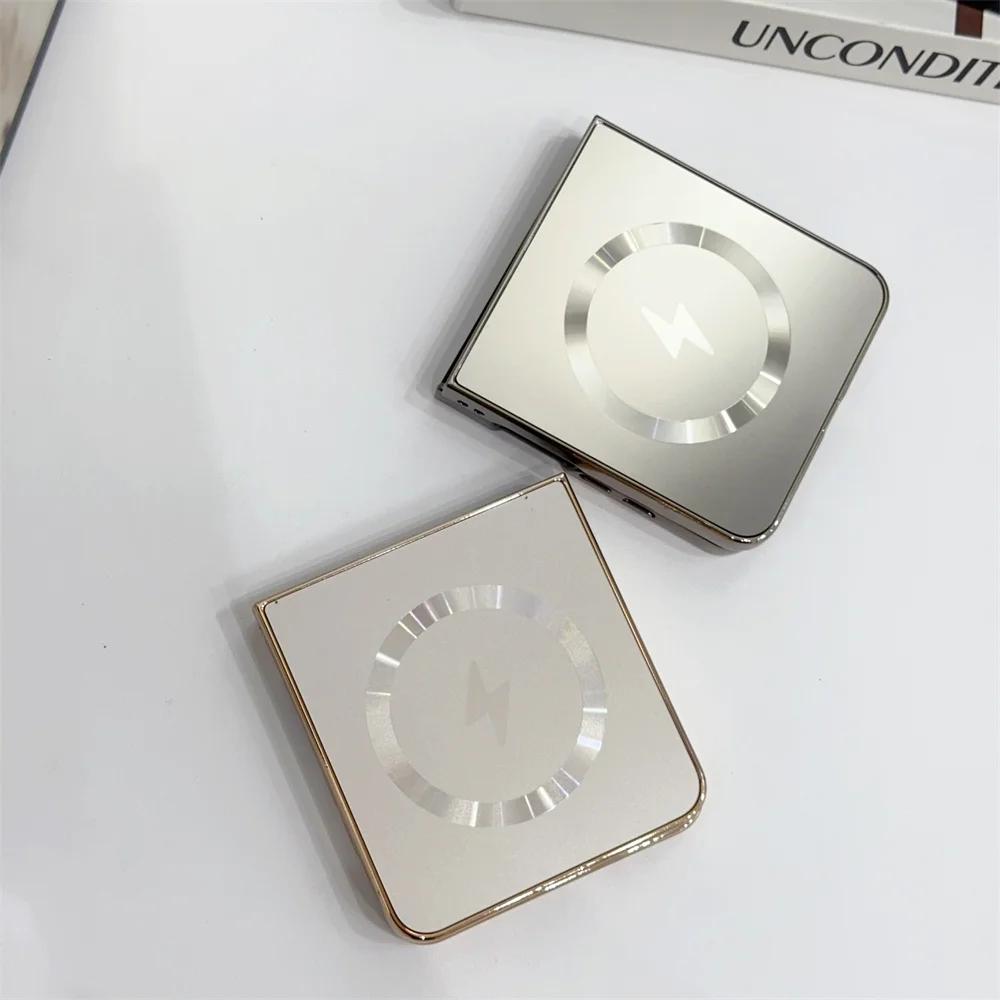 High Quality Plating Magnetic Metallic Paint Case For Samsung Galaxy Z Flip 7 FE 6 5 4 3 Wireless Charging Slim Shockproof Cover