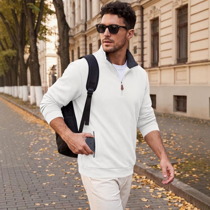 Men S Stand Collar Zip Up Pocket Casual Sport Sweatshirt European Size Spring Autumn