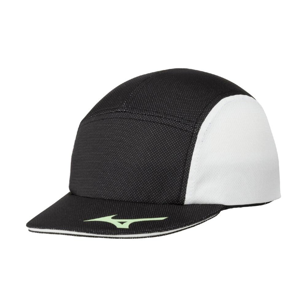 Mizuno Soccer Solar Cut Hat, Cap, Kids, Summer, P2MWC101, Black/White/Neolime