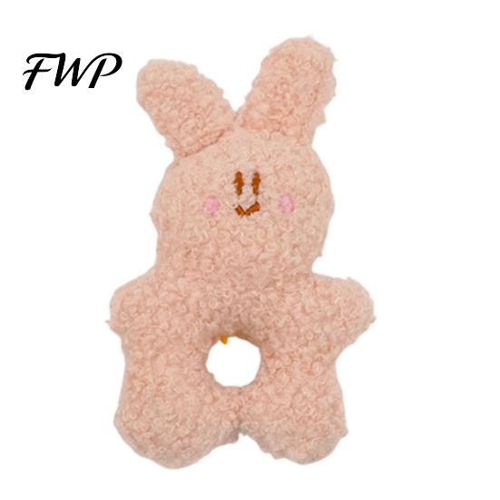 Cute Cartoon Animal Pet Toys Stuffed Dog Chew Toy, Squeaky Plush Bear Bunny Crinkle Interactive Snuffle Toy with Center Hole for Small To Medium Dogs