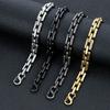 Men's Heavy Handmade Chain Bracelet Never Fade Double Push Carabiner Clasp Stainless Steel Punk Rectangle Link Accessory