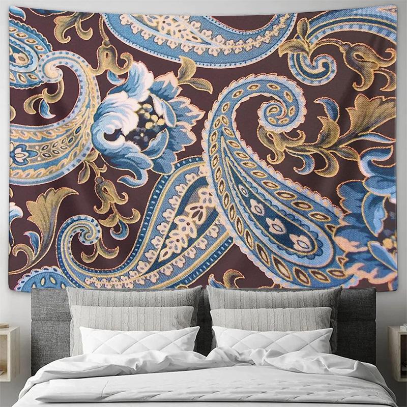Bohemian Tapestry Wall Hanging Aesthetic Room Decor Vintage Floral Backdrop Large Wall Art Home Textile Dorm Decor Festival Back