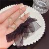 Retro Black Mesh Bow Earrings S Silver Needle Niche Personality Earrings Femininity Trend Earrings
