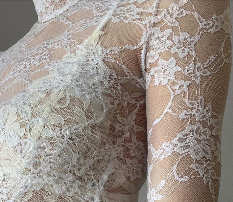 Sexy Lace Patchwork Sheer Long Sleeve Top - Slim Fit, Lightweight, Sun Protection