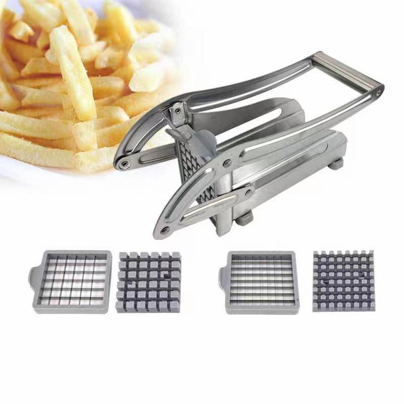 French Fry Cutter Multifunction Vegetable Fruit Chopper with 2 Stainless Steel Blades for French Fries Chips Maker Potato Slicer