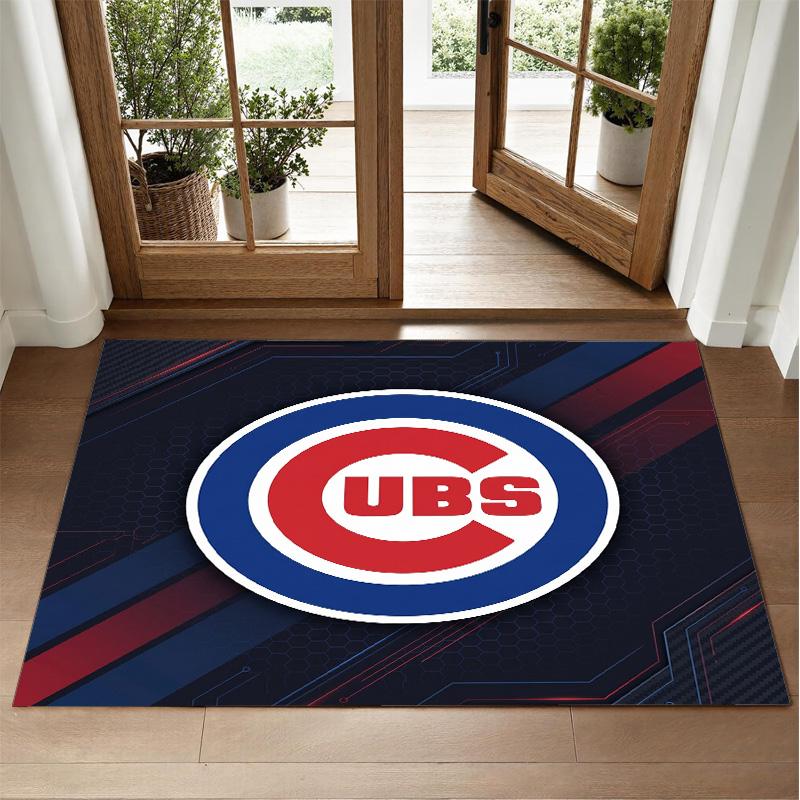 Chicago Cubs Design Crystal Velvet Rug Soft Decorative Mat for Bedroom Entrance