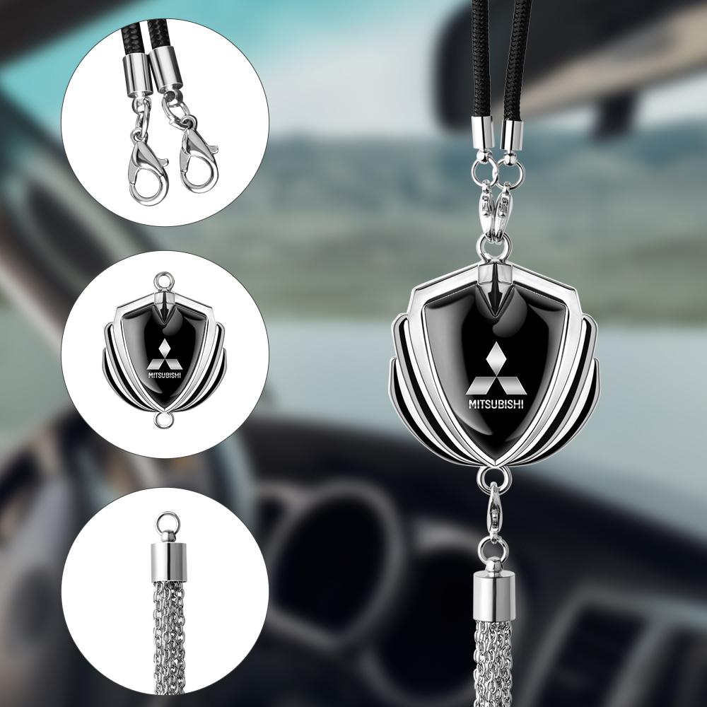 3D Metal Car Rearview Mirror Emblem Pendants For Mitsubishi Ralliart Lancer Mirage Outlander Pajero Eclipse ASX Auto Accessories