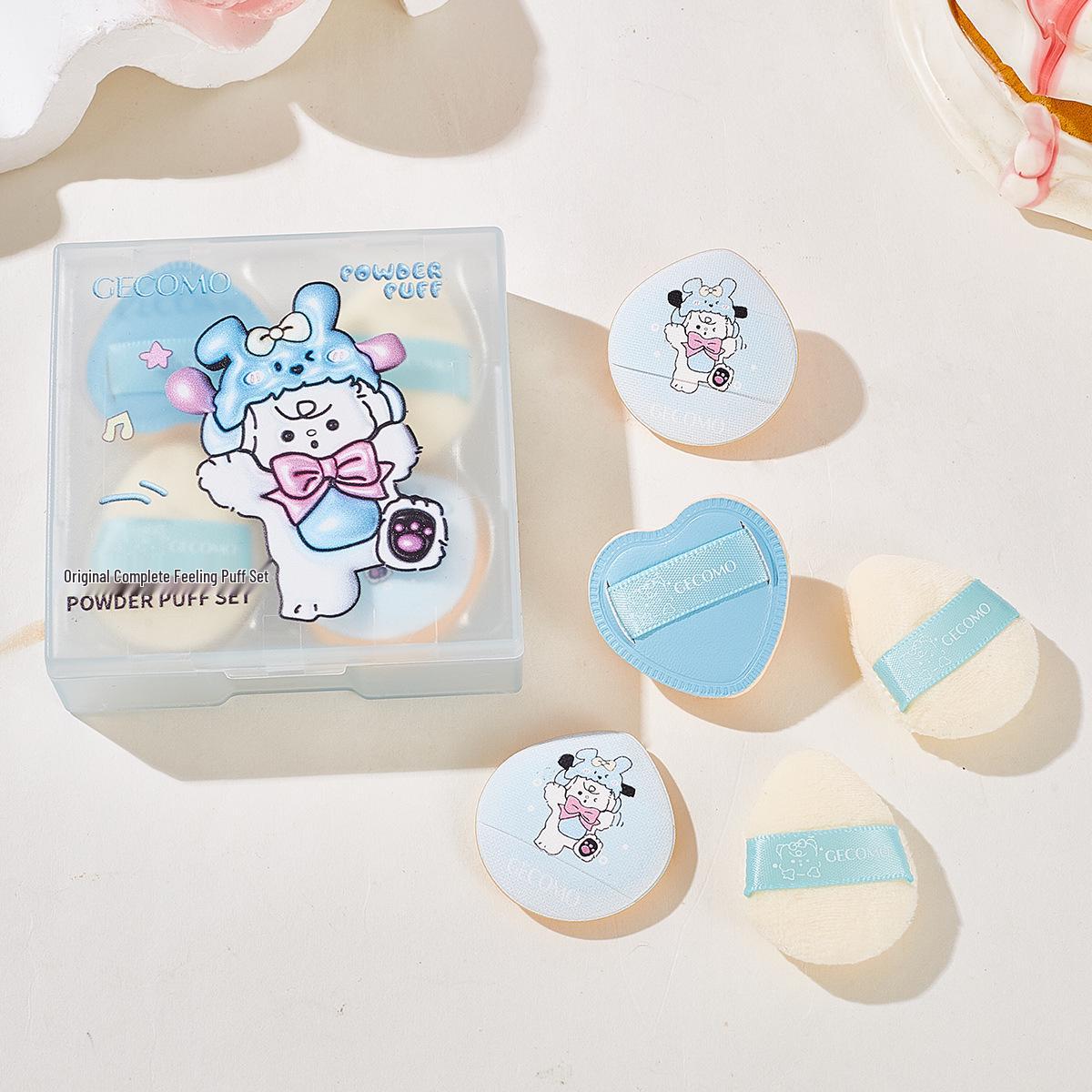 GE COMO 5-Piece Cloud-Feel Powder Puff Set - Flocked Sponge for Brightening, Concealing, and Setting