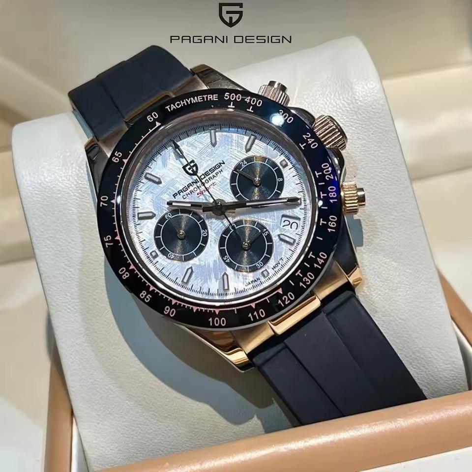 PAGANI DESIGN V2 40MM Meteorite dial Men Quartz Watches Sapphire Retro Chronograph Waterproof Watch For Men Reloj0 hombr