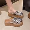 Baotou Half Slippers Women's Summer Outer Wear Fashion 2025 New Popular Versatile Thick-bottomed Muffin Heightening Casual Sandals