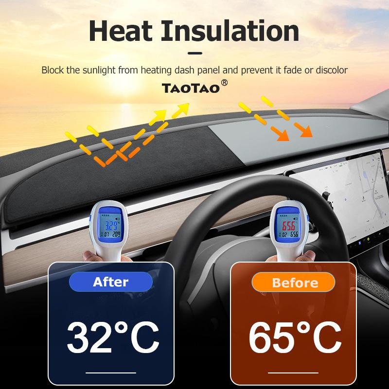 Anti-UV Dashboard Cover For Tesla Model 3 Y S Highland 2024 2025 2022 Center Console Accessories Dash Mat Protector Pad Sunshade