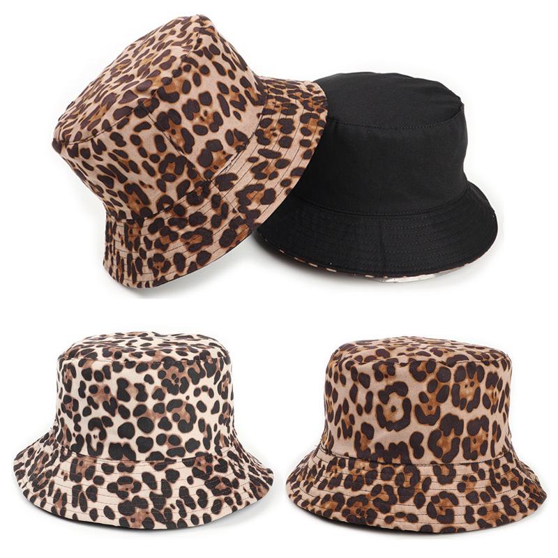 Korean Suede Leopard Print Reversible Bucket Hat for Women - Trendy Autumn/Winter Outdoor Casual Sun Protection