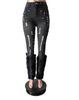 High Waist Distressed Pearl Feather Embellished Jeans