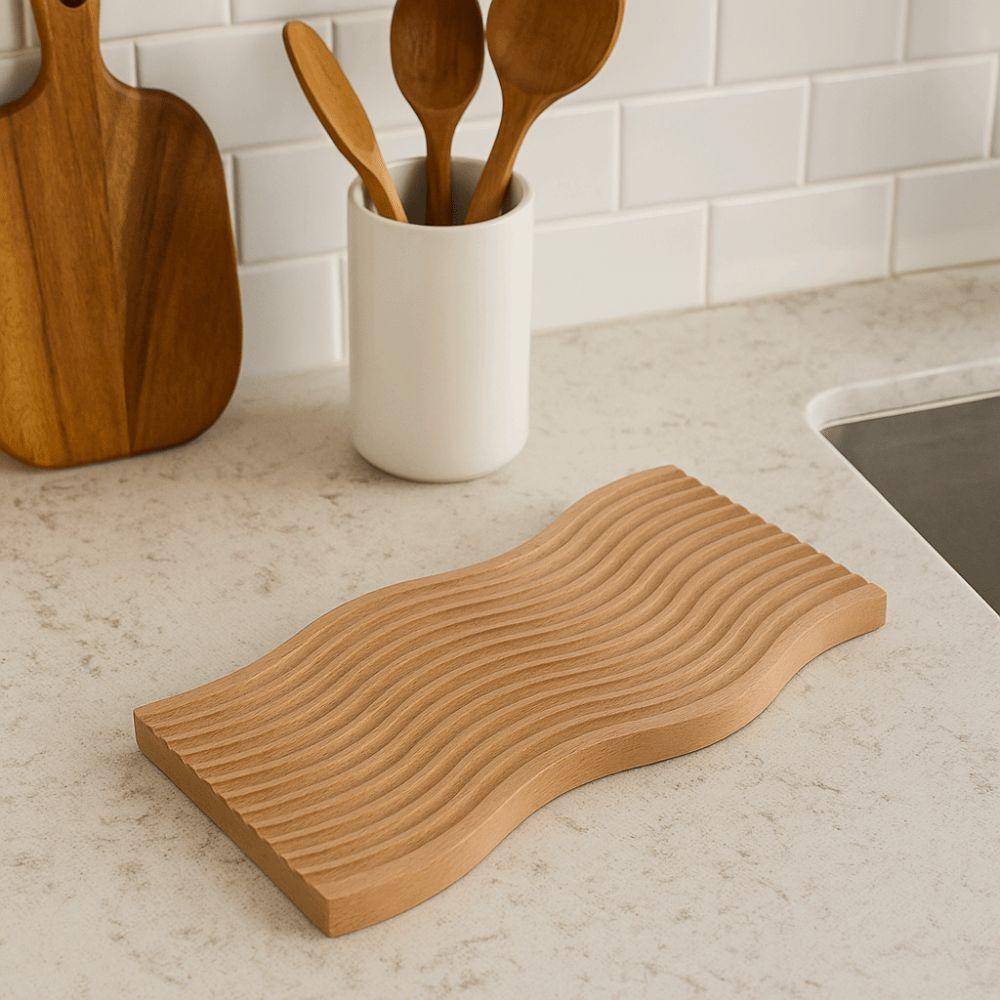 Wooden Plate Wooden Tray Modern Style Wavy Design Tea Tray High-end Quality Simple Design Snack Dish Home Decoration
