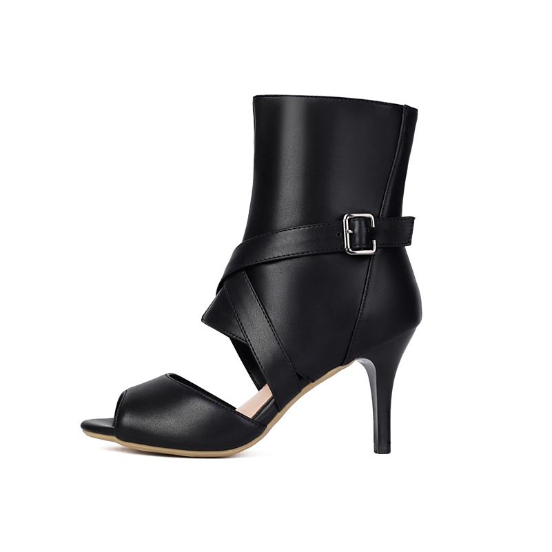 

Meotina Жіночі босоніжки на щиколотці Туфлі на шпильці з відкритим носком і пряжкою Сексуальні джазові танцювальні черевики Жіноче модне взуття Літній чорний 43 39 чорний