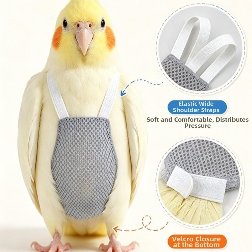Honeycomb Mesh Bird Flight Suit Breathable Pet Bird Nappy Parrot Flying Clothing Parrot Care