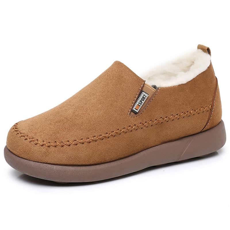 Boots Slip On Fur Shoes For Women's Winter Boots Snow Casual Winter Footwear Women Keep Warm Ankle Boots Fur Black Botas Mujer