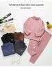 Kids' Medium Collar Warm Double-Sided Brushed Base Layer Set (Autumn Clothing & Pants for Small, Medium, and Large Children)