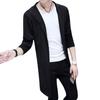 Men Trench Windbreaker Large Neckline Solid Color Slim Mid-length Draping Overcoat Outwear Cloak Streetwear