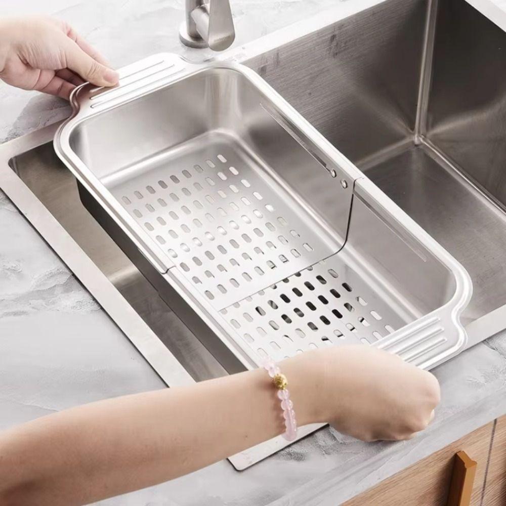 Verdickter Gemüse-Abtropfkorb 304 Edelstahl Küchenspüle-Gestell Geschirr-Trockengestell Obst