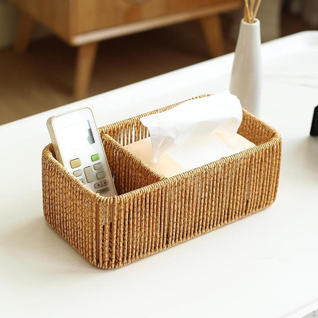 Tissue Box Cover Decorative Paper Case Dispenser Imitation Rattan Woven Holder Napkin