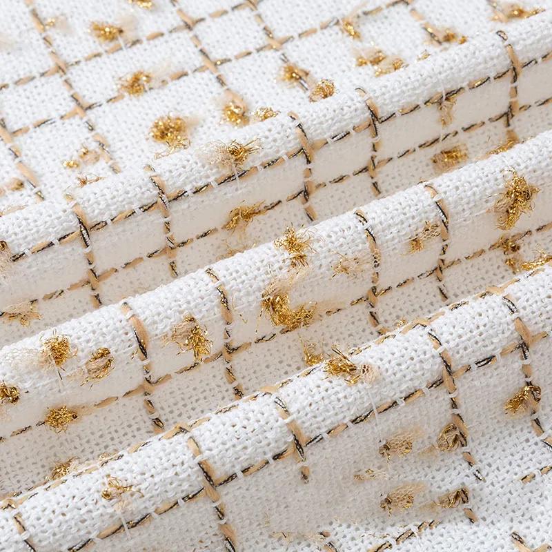 Thicken Tweed Fabric  for Vest Coat  Dress Clothing DIY Sewing Sequins Woolen Cloth Black White Red Blue By Half A Meter Winter