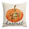 New Autumn Pumpkin Maple Leaf Orange Linen Printed Pillow Thanksgiving Home Sofa Pillow Cover