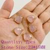 2pcs Natural Rose Pink Crystal Quartz Stone Pendant Conector Charm For Handmade Women Necklace Bracelet Earring Jewelry Making