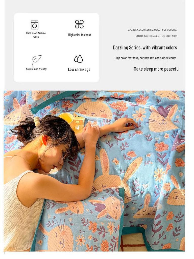 Three-layer Cotton Gauze Blanket - Versatile for Office Nap, Sofa, Air Conditioning, and Summer Quilt Uses