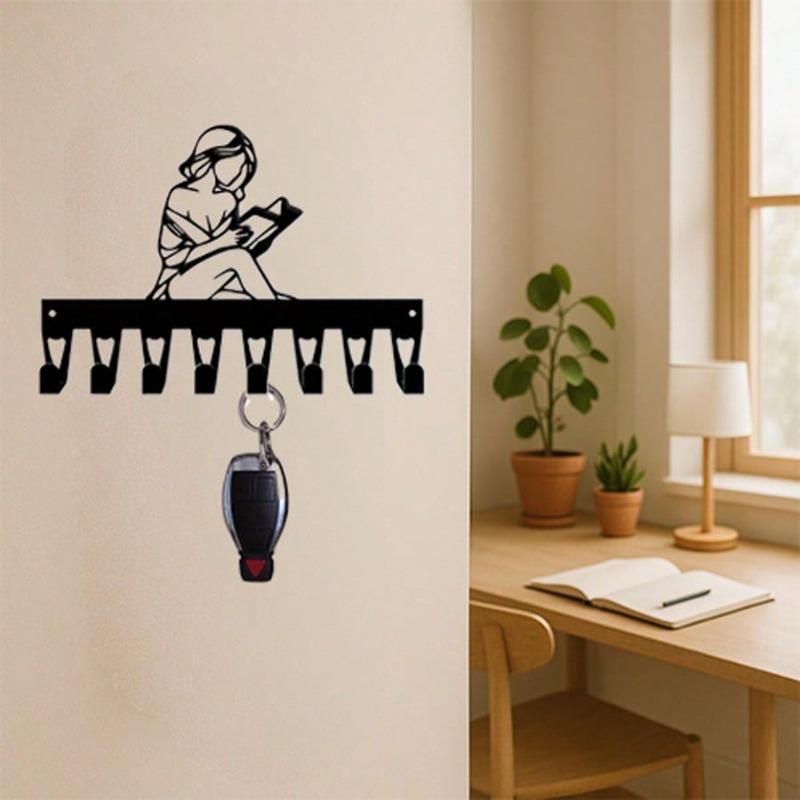 Iron Wall Hooks for Women with 8 Hangers Coat Hat Key Storage Space Saving Modern Home Decor Gift