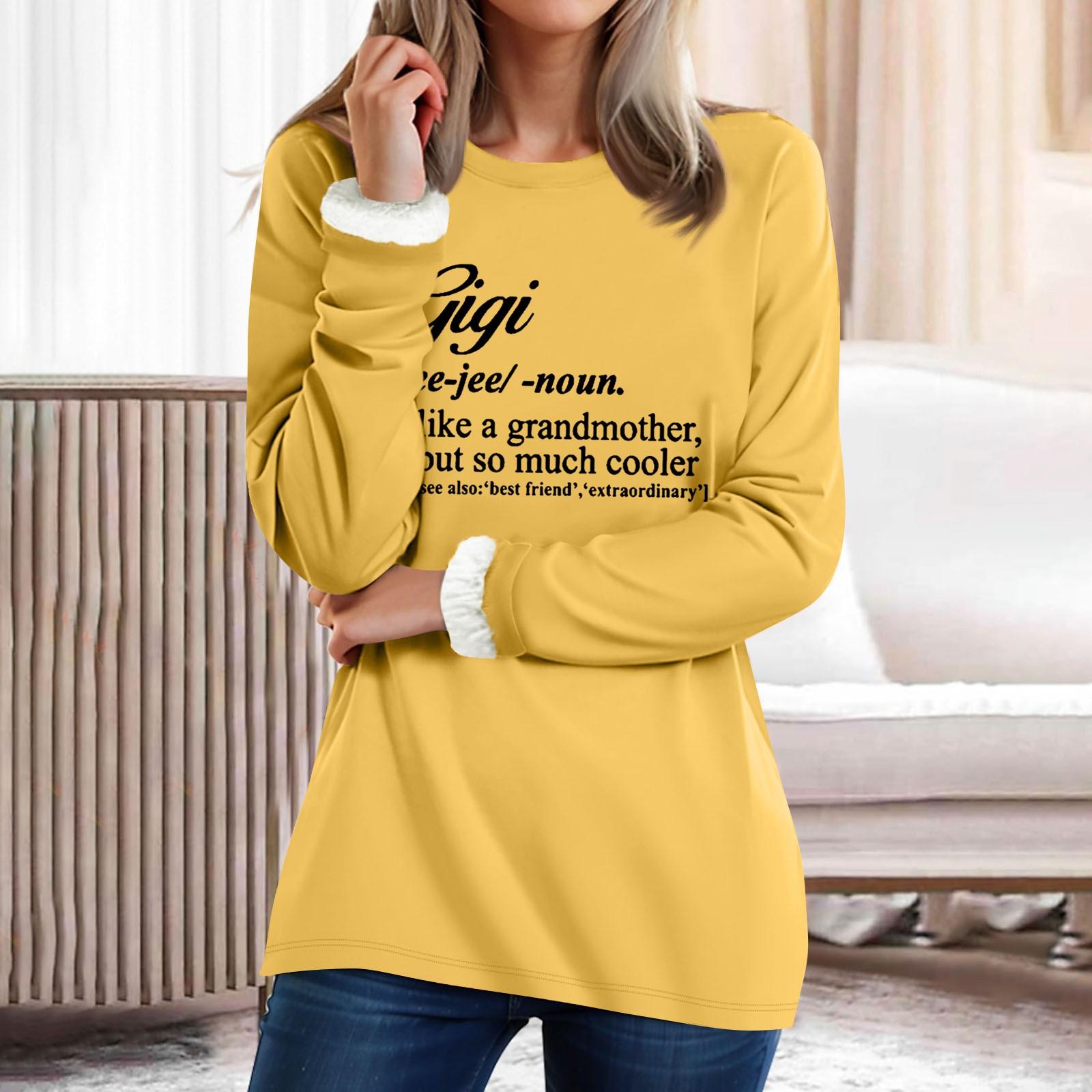 

Женский топ с круглым вырезом и буквенным принтом, утолщенный плюшевый кашемировый теплый длинный топ XXL жёлтый