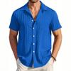 Fashion Plus Size Shirt Summer Men's Striped Casual Beach Shirt Short-Sleeved Shirt