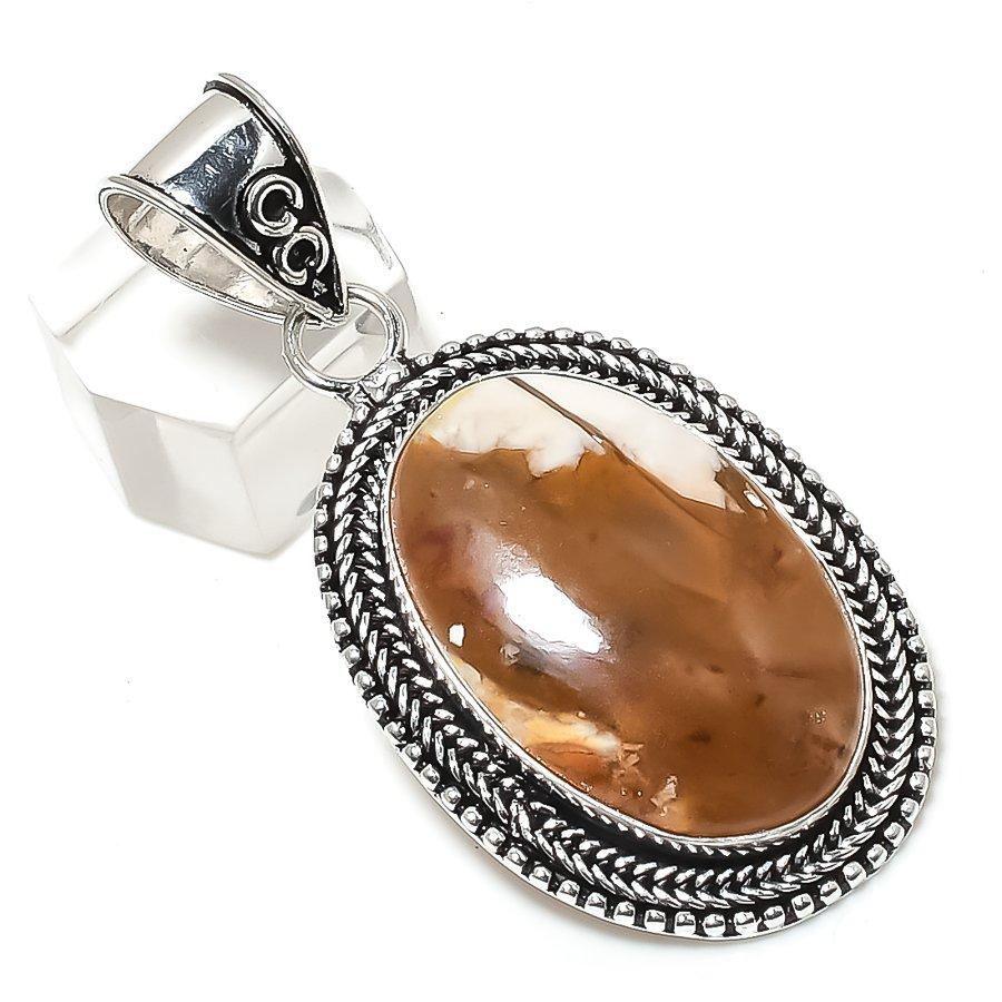 

Brecciated Mookaite Gemstone Handmade 925 Sterling Silver Pendant 2.25 V3S74