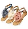 Stylish Bohemia Flower Women Flat Beach Sandals For Comfortable Summer Walks Eu35-42