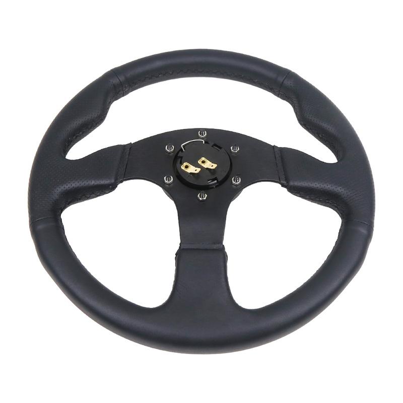 13 Inch 330mm Flat Bottom Leather Racing Car Steering Wheel for Performance Driving Experience