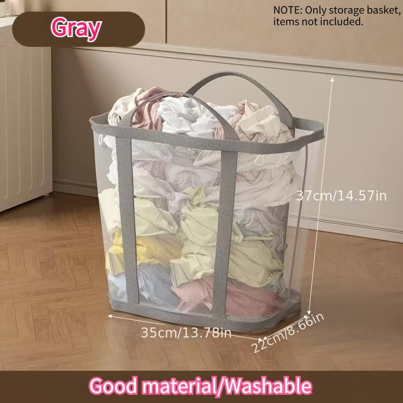 2pcs Collapsible Laundry Basket Organizer Handles Large Capacity Foldable Mesh Clothes Toys Storage Bag Bathroom Laundry Baskets