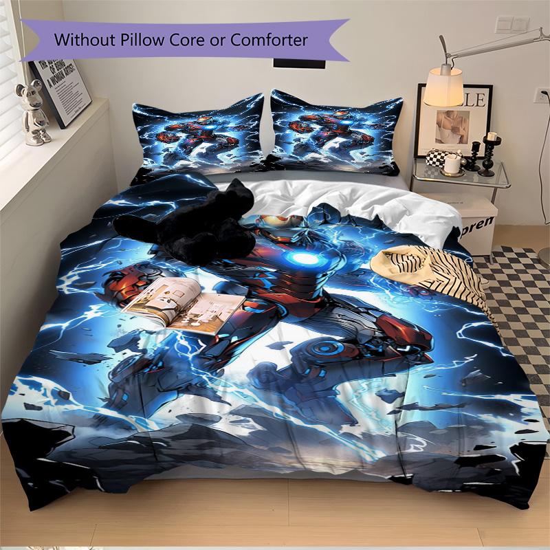Iron Man Strike Print 3Pcs Bedding Setduvet Cover With 2 Bedropillowcase Home Birthday Gift