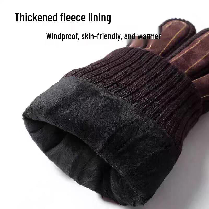 Gants chauds en cuir de porc pour homme automne/hiver