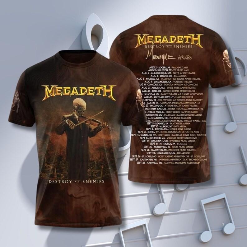 Megadeth Heavy Metal Rock Band Concert with Violin Skull 2026 Tour 3D Shirt S